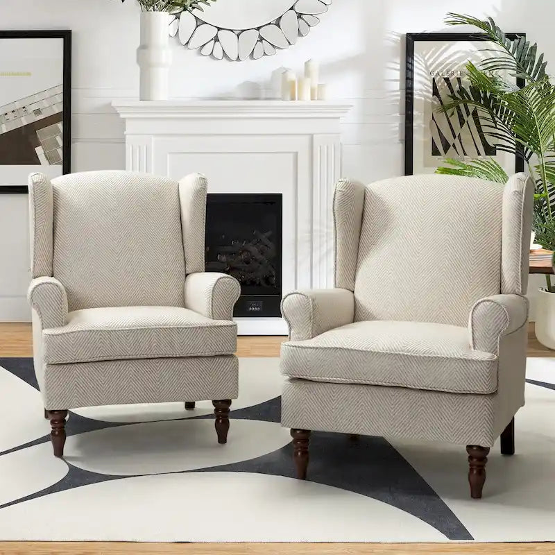Fauteuils traditionnels en tissu avec pieds usinés