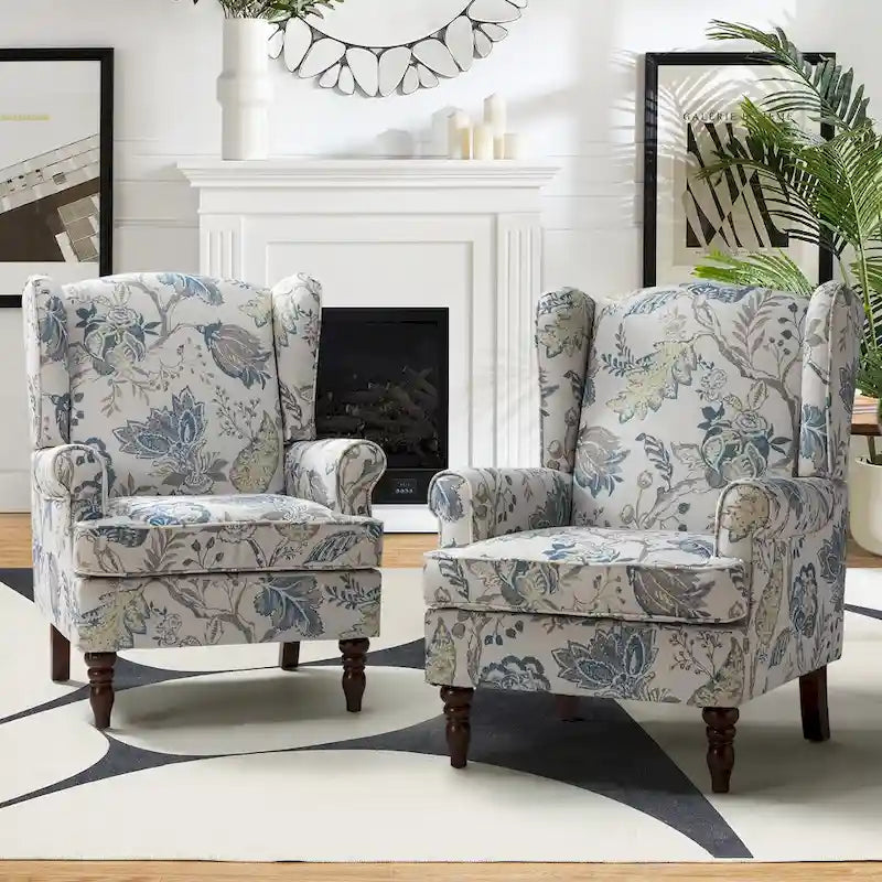 Fauteuils traditionnels en tissu avec pieds usinés