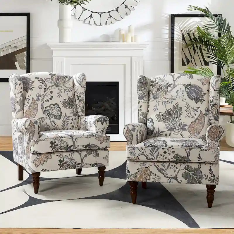 Fauteuils traditionnels en tissu avec pieds usinés