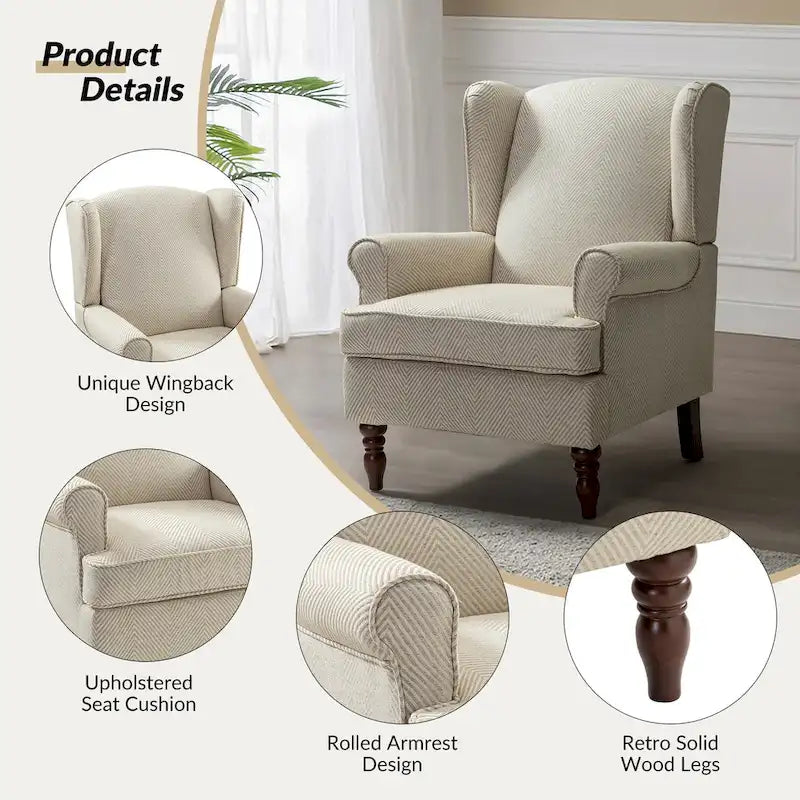 Fauteuils traditionnels en tissu avec pieds usinés