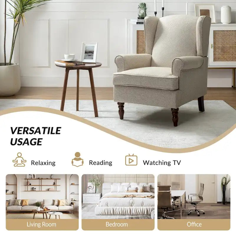 Fauteuils traditionnels en tissu avec pieds usinés