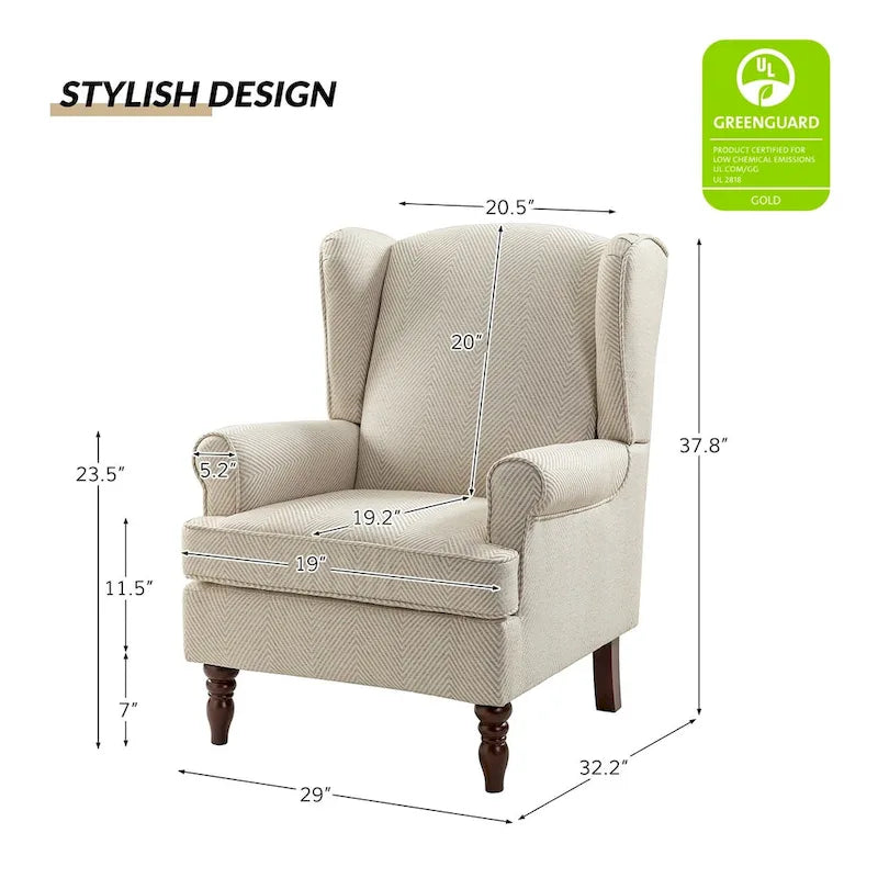 Fauteuils traditionnels en tissu avec pieds usinés