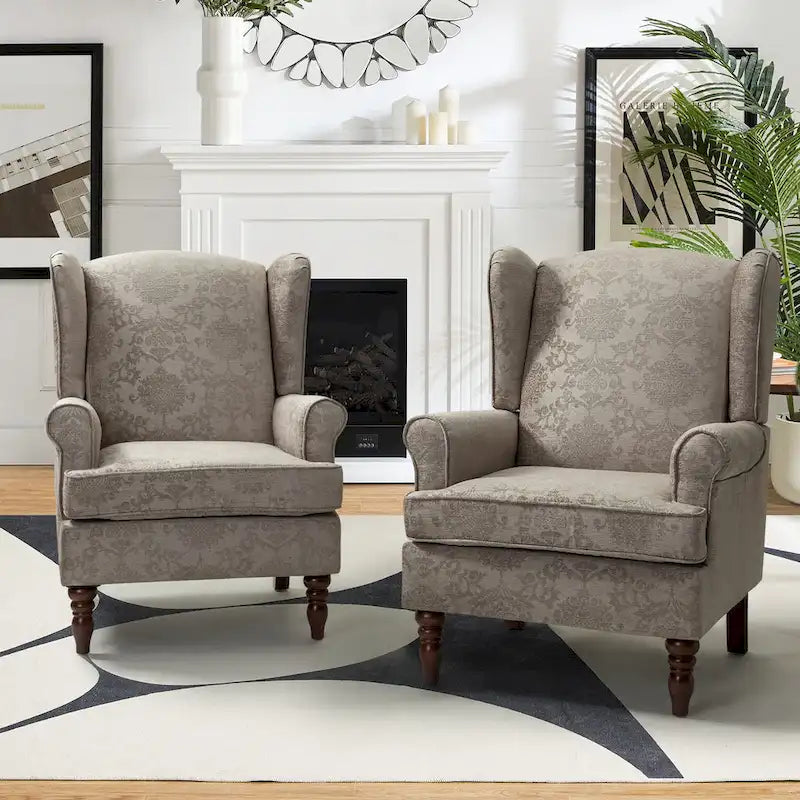 Fauteuils traditionnels en tissu avec pieds usinés