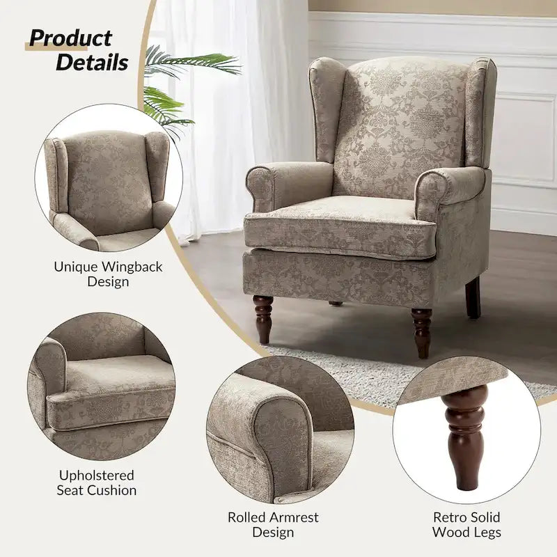 Fauteuils traditionnels en tissu avec pieds usinés