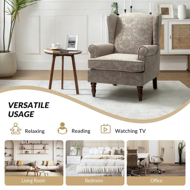 Fauteuils traditionnels en tissu avec pieds usinés