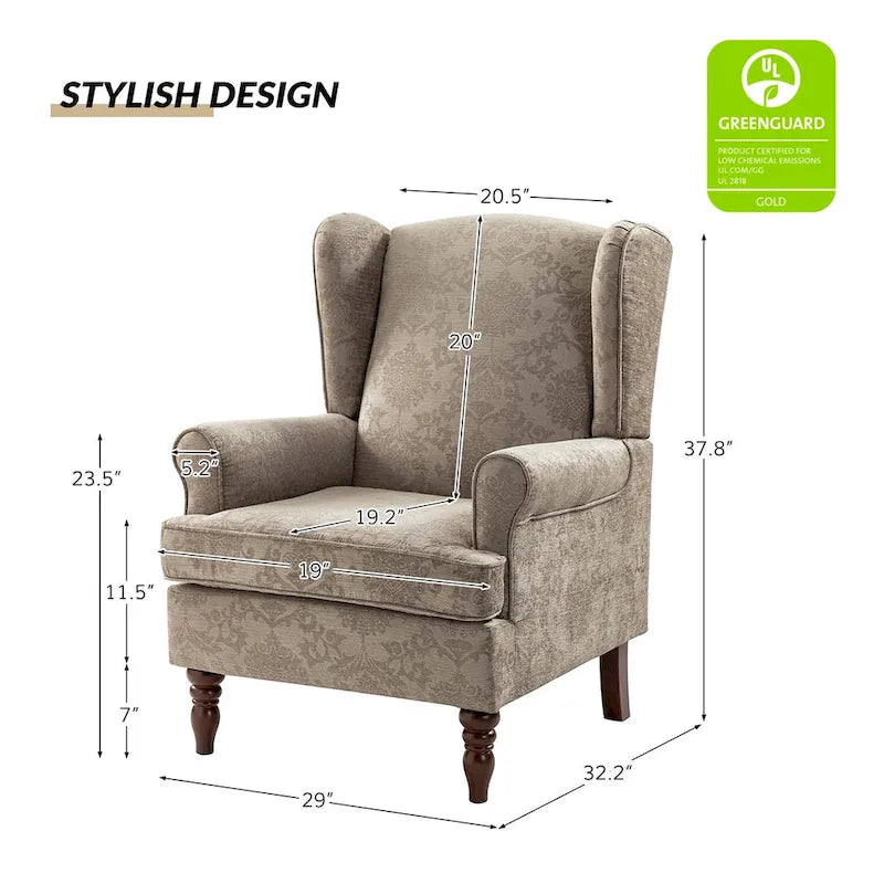 Fauteuils traditionnels en tissu avec pieds usinés