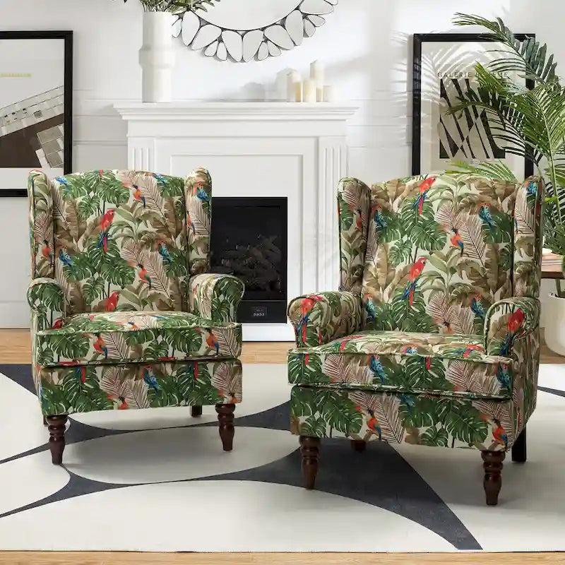 Fauteuils traditionnels en tissu avec pieds usinés