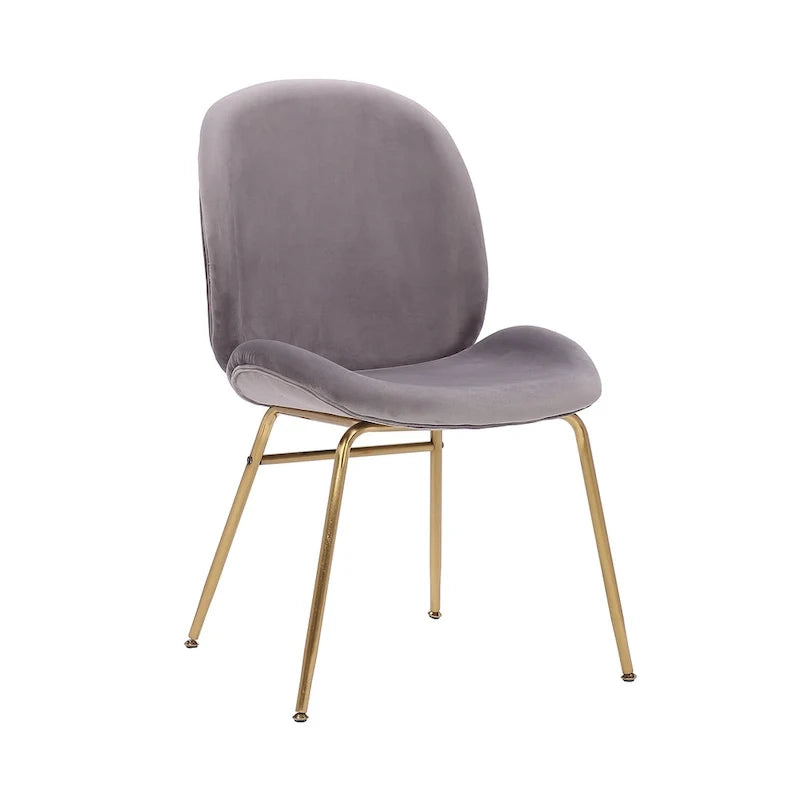 Chaise de salle à manger en velours avec pieds dorés
