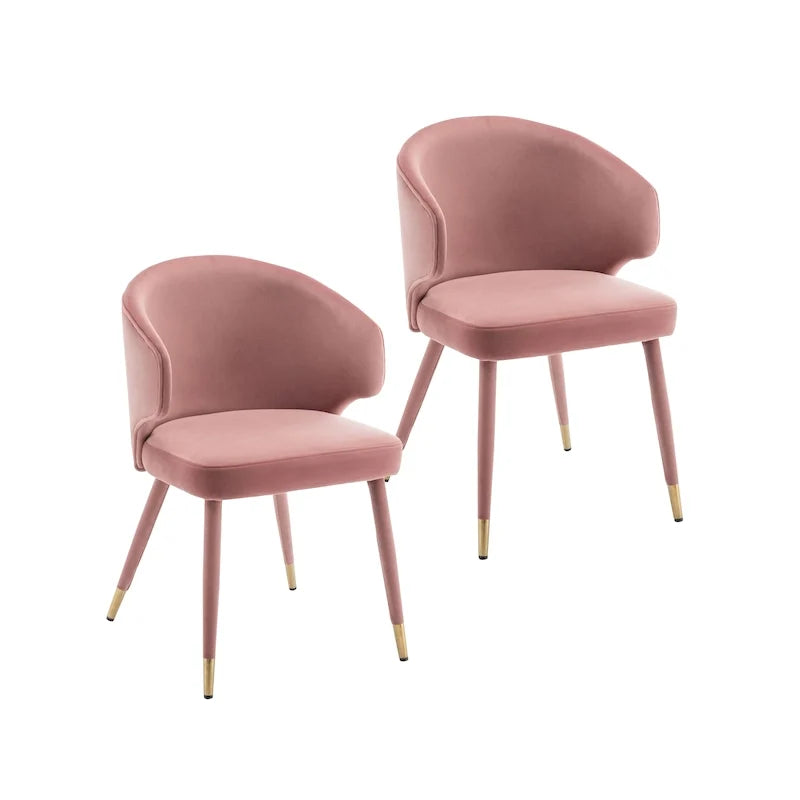 Chaises de salle à manger en velours avec bordure dorée