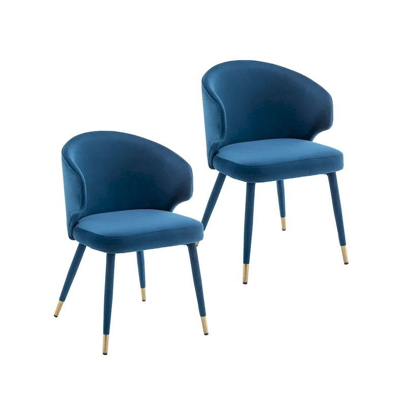 Chaises de salle à manger en velours avec bordure dorée