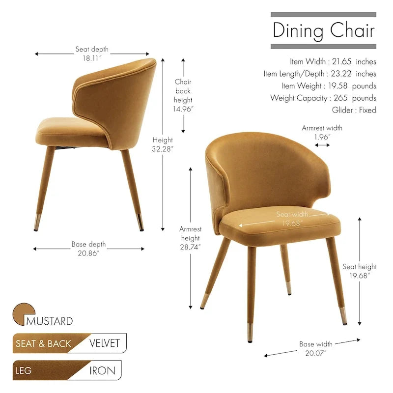 Sillas de comedor de terciopelo con detalles dorados