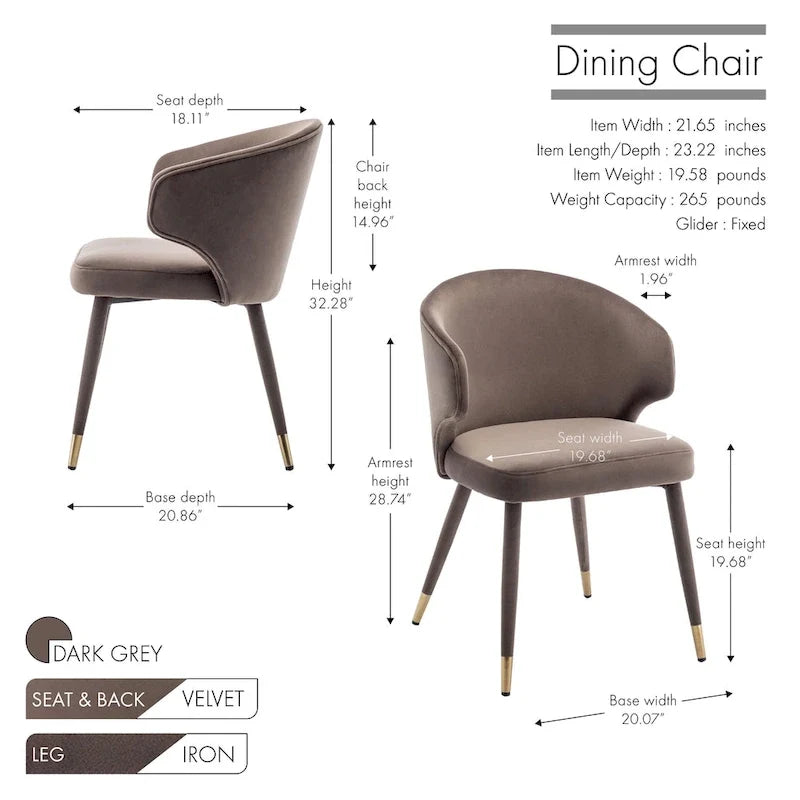 Sillas de comedor de terciopelo con detalles dorados
