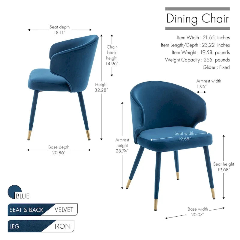 Sillas de comedor de terciopelo con detalles dorados