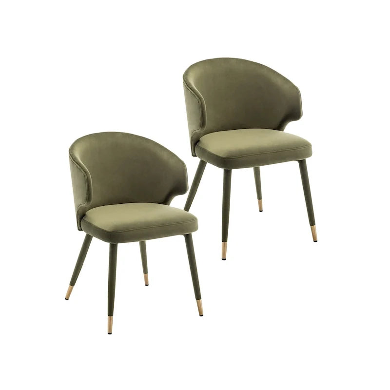 Sillas de comedor de terciopelo con detalles dorados