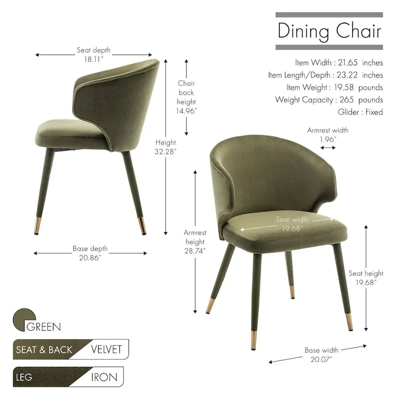 Sillas de comedor de terciopelo con detalles dorados
