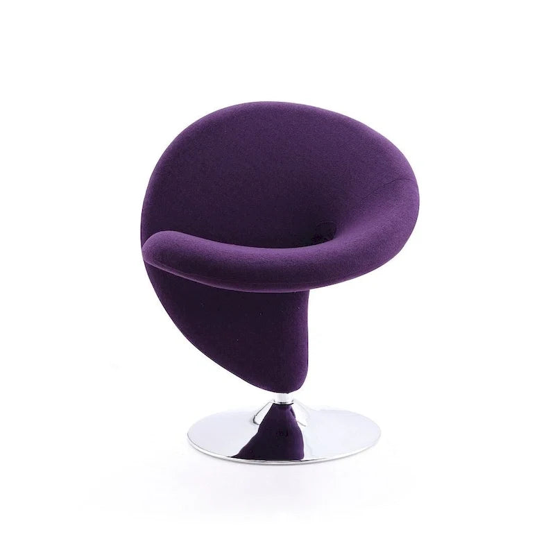 Silla decorativa giratoria de mezcla de lana con acabado cromado