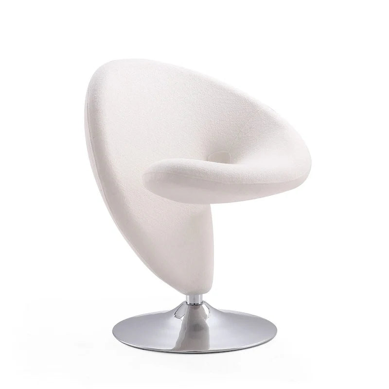 Silla decorativa giratoria de mezcla de lana con acabado cromado