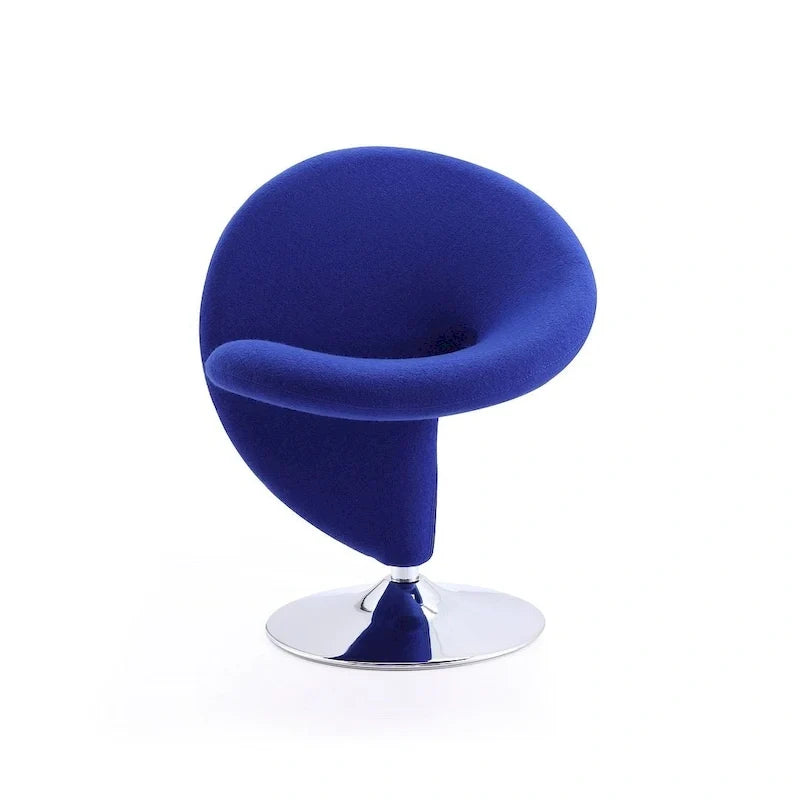 Silla decorativa giratoria de mezcla de lana con acabado cromado