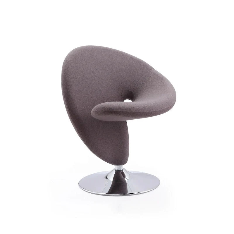 Silla decorativa giratoria de mezcla de lana con acabado cromado