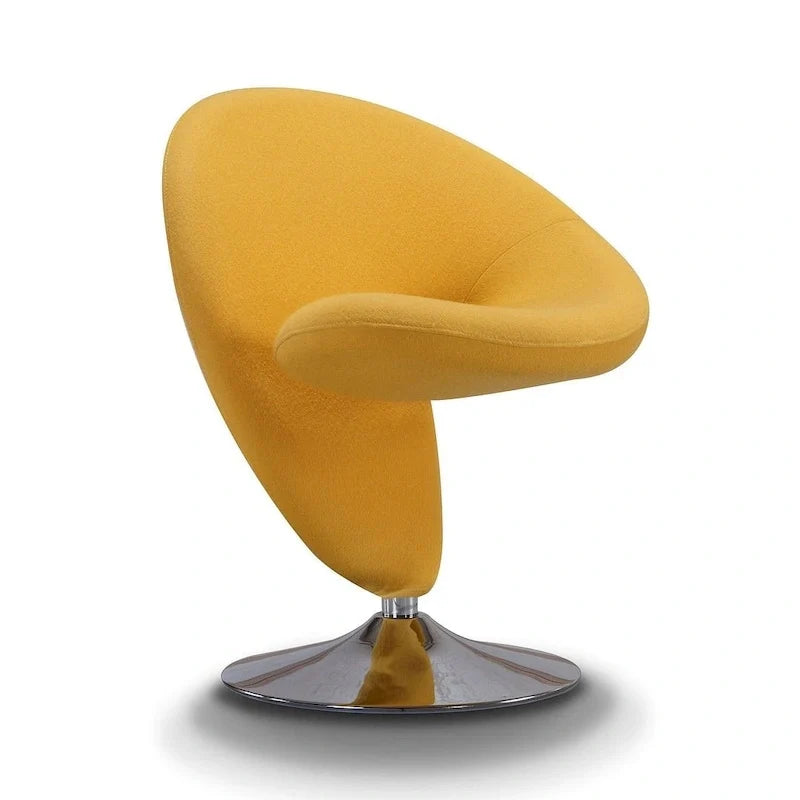 Silla decorativa giratoria de mezcla de lana con acabado cromado