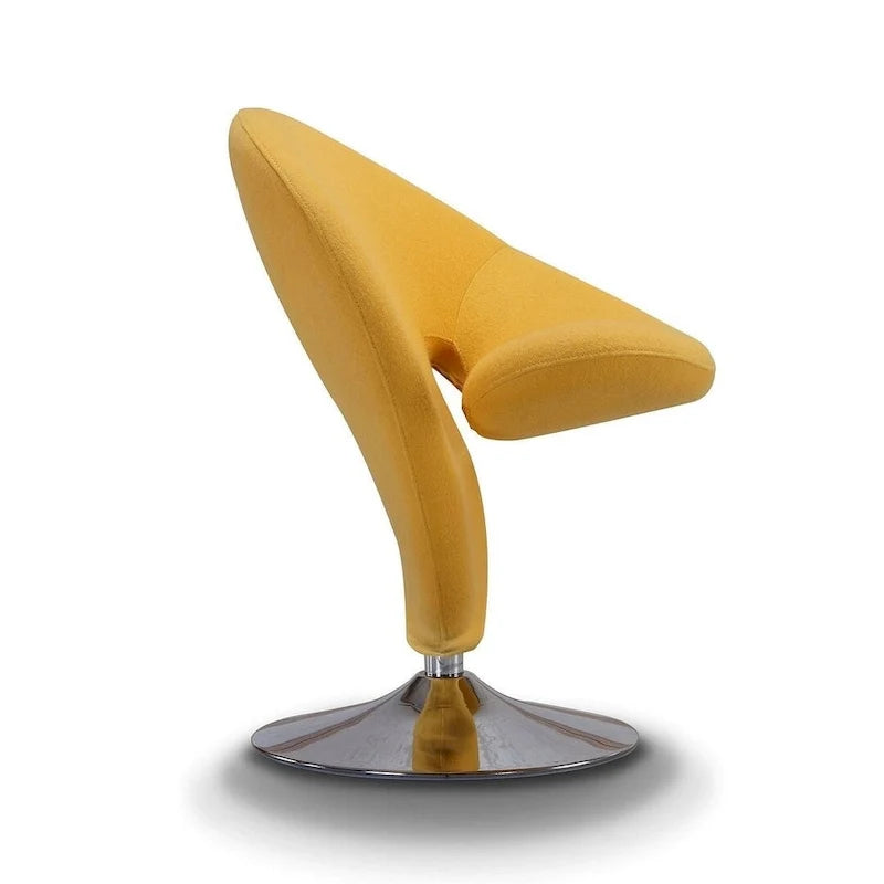 Silla decorativa giratoria de mezcla de lana con acabado cromado