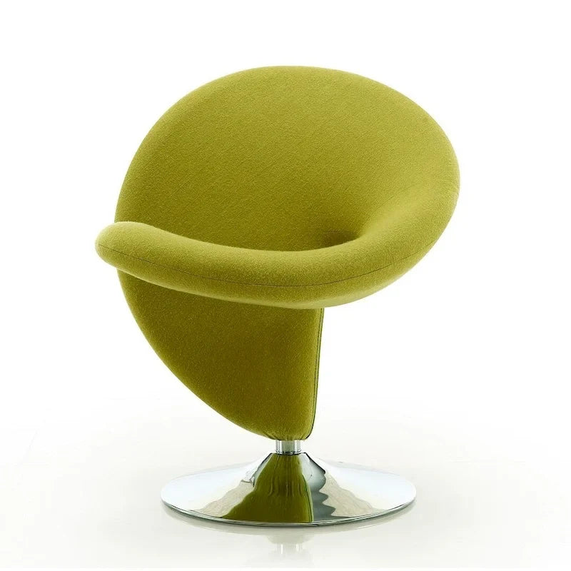 Silla decorativa giratoria de mezcla de lana con acabado cromado