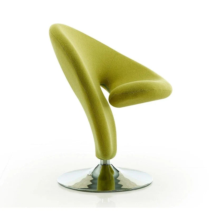 Silla decorativa giratoria de mezcla de lana con acabado cromado