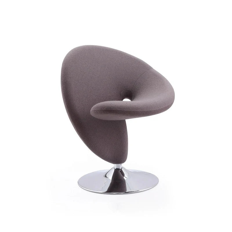 Silla decorativa giratoria de mezcla de lana con acabado cromado