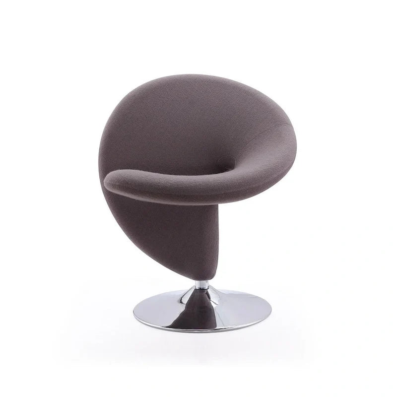 Silla decorativa giratoria de mezcla de lana con acabado cromado