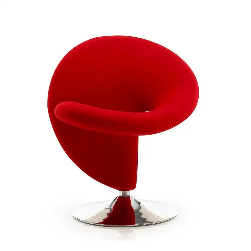 Silla decorativa giratoria de mezcla de lana con acabado cromado