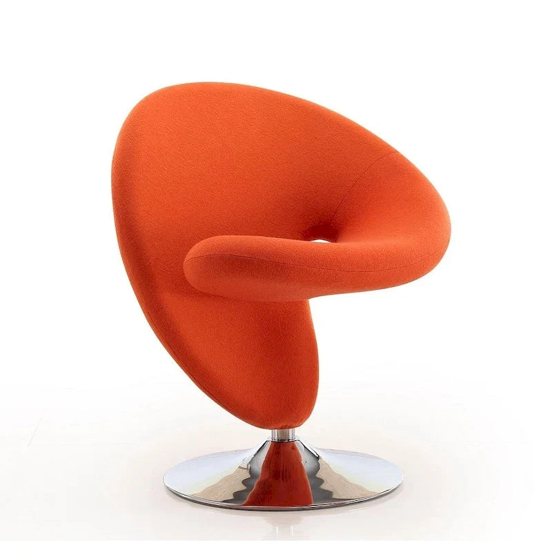 Silla decorativa giratoria de mezcla de lana con acabado cromado