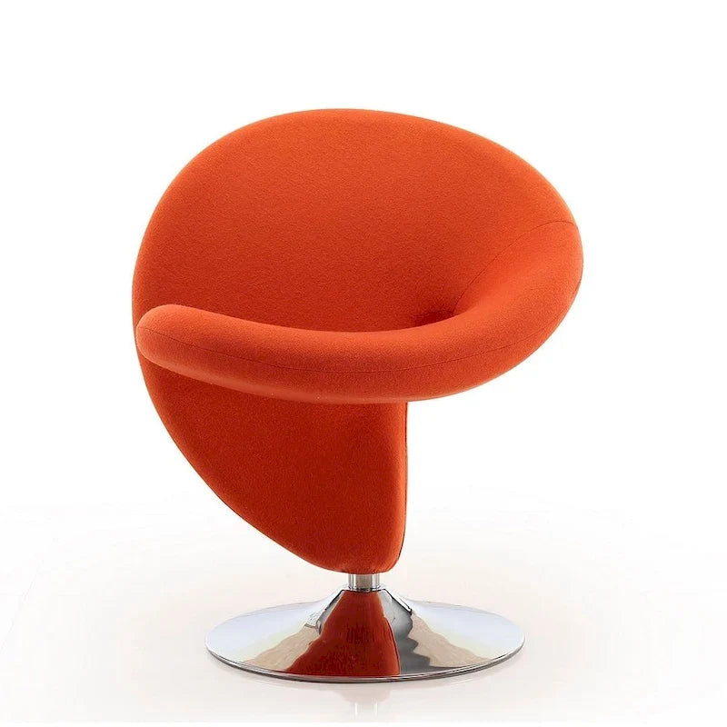 Silla decorativa giratoria de mezcla de lana con acabado cromado