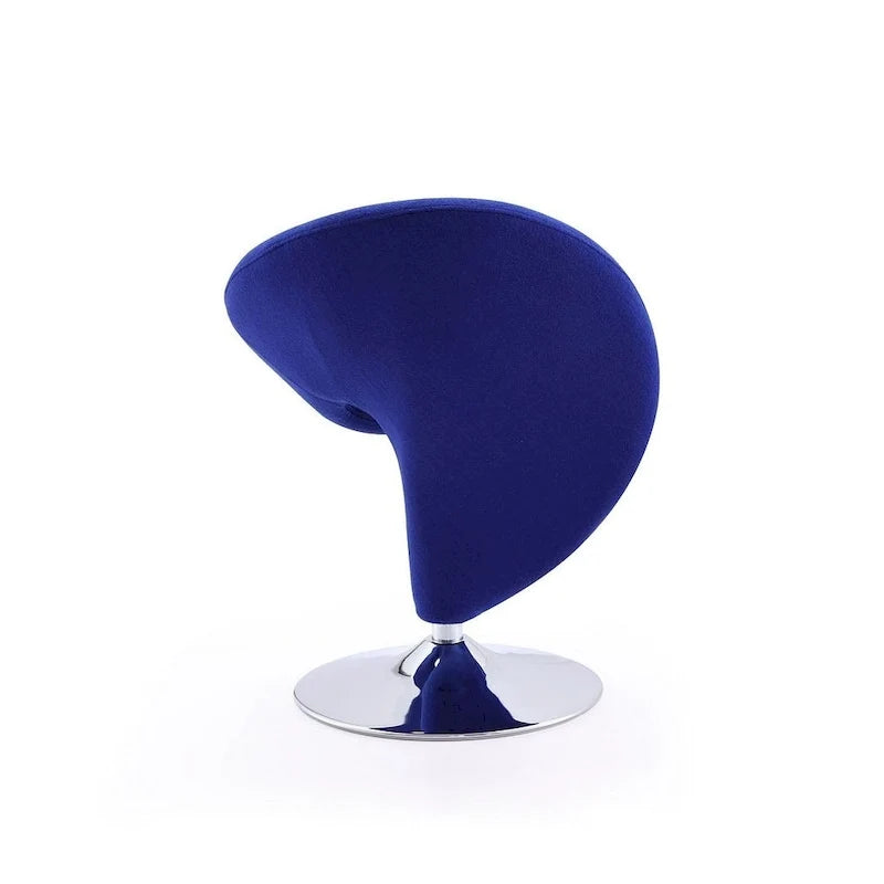 Silla decorativa giratoria de mezcla de lana con acabado cromado