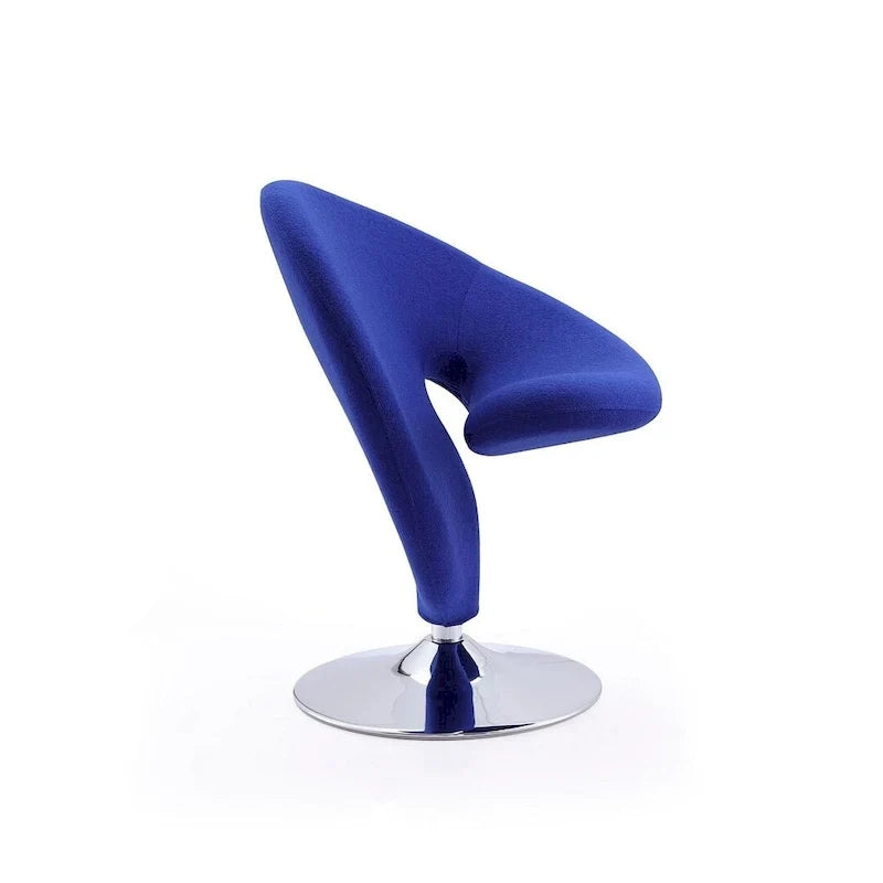 Silla decorativa giratoria de mezcla de lana con acabado cromado
