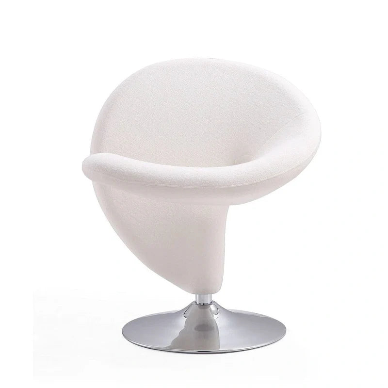 Silla decorativa giratoria de mezcla de lana con acabado cromado