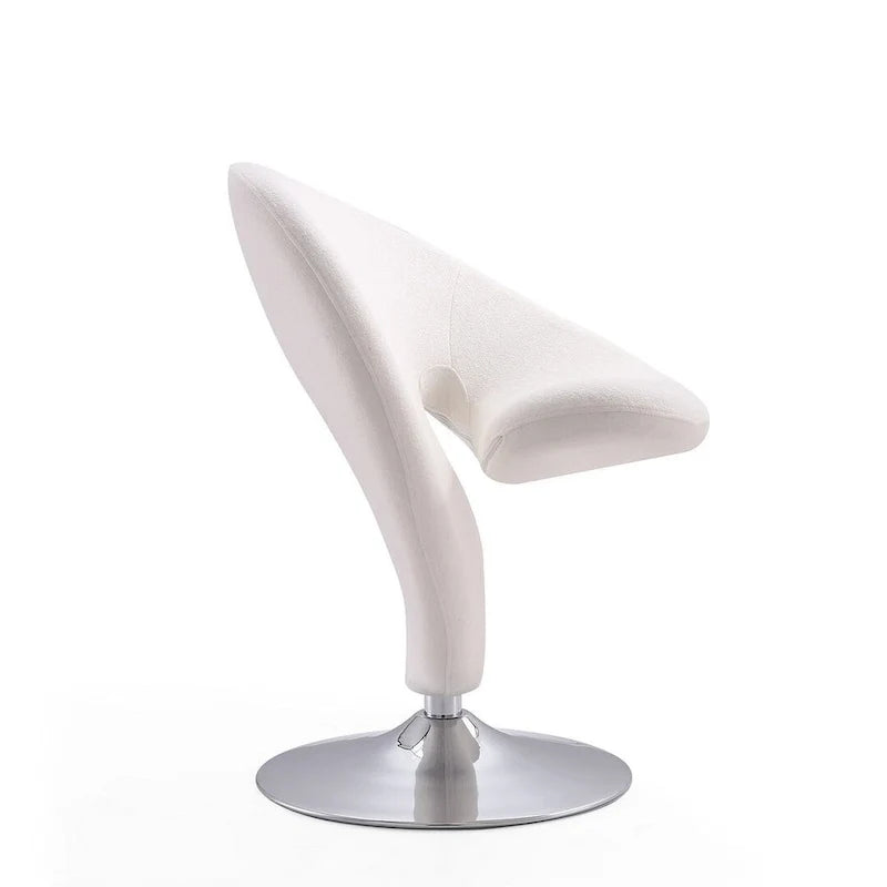 Silla decorativa giratoria de mezcla de lana con acabado cromado