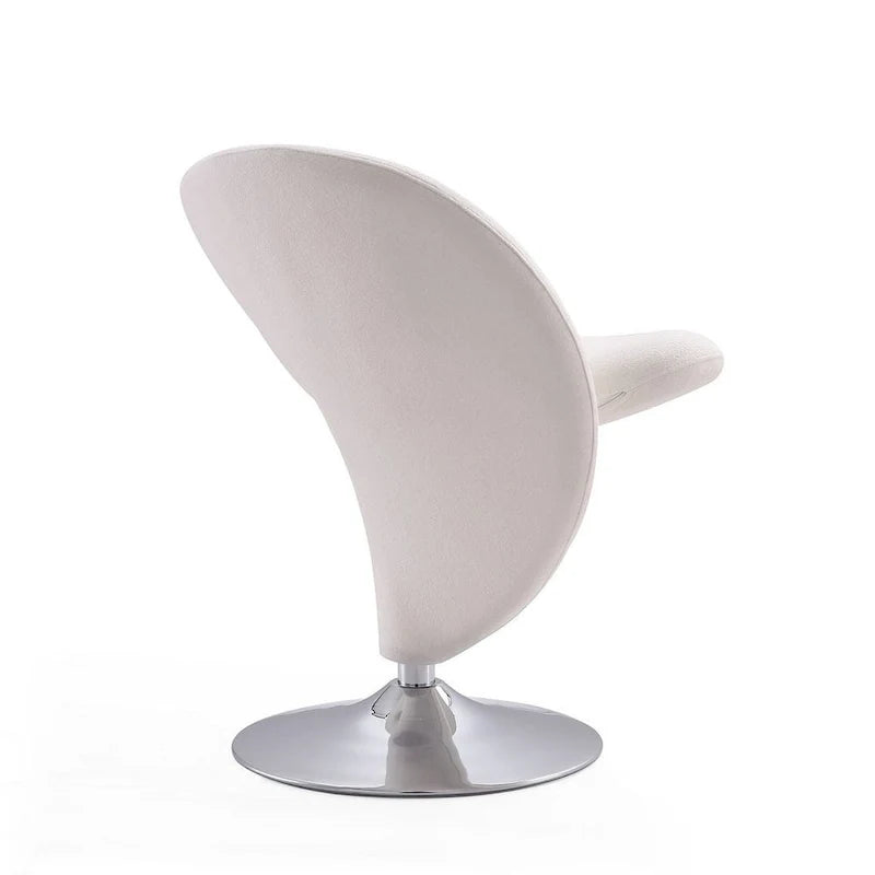 Silla decorativa giratoria de mezcla de lana con acabado cromado
