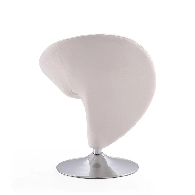 Silla decorativa giratoria de mezcla de lana con acabado cromado