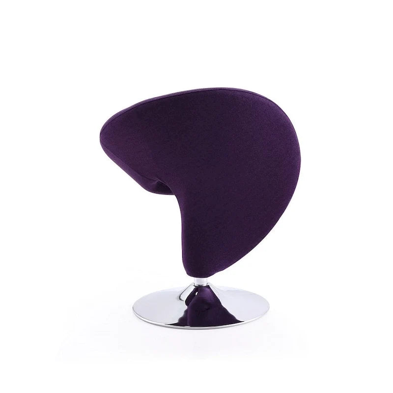 Silla decorativa giratoria de mezcla de lana con acabado cromado