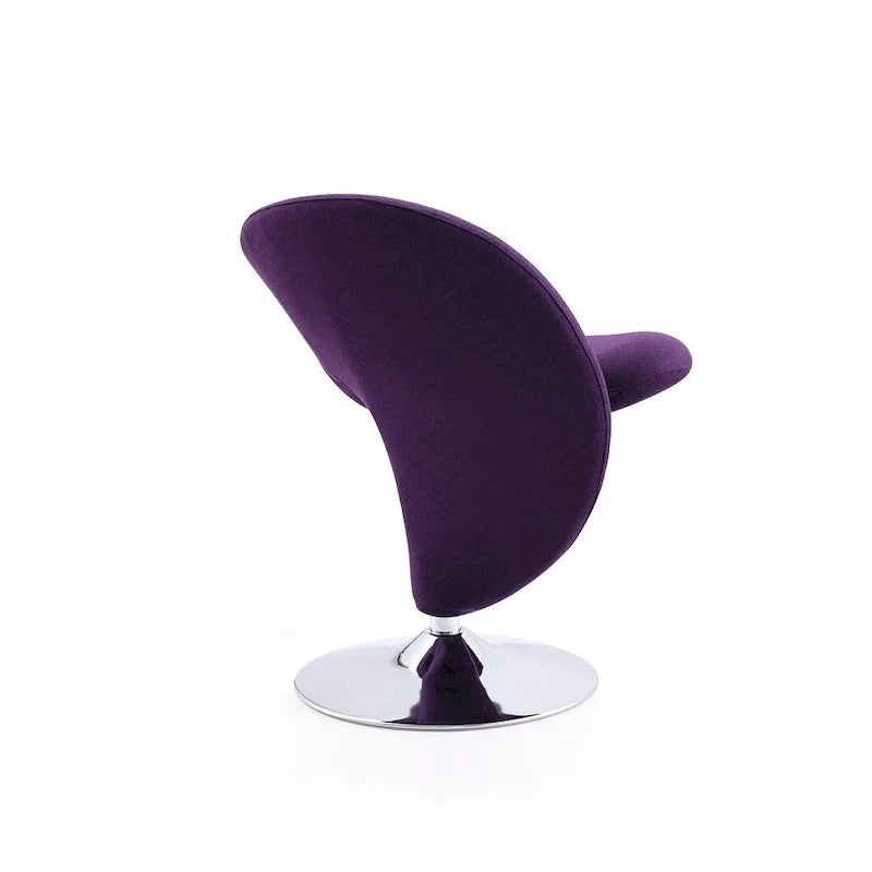 Silla decorativa giratoria de mezcla de lana con acabado cromado