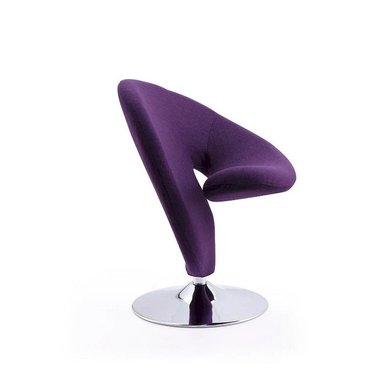 Silla decorativa giratoria de mezcla de lana con acabado cromado