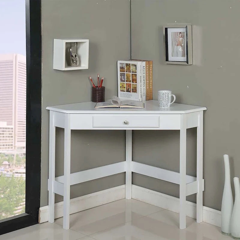 Escritorio esquinero contemporáneo de madera con 1 cajón