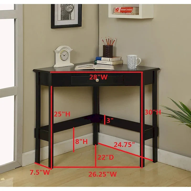 Escritorio esquinero contemporáneo de madera con 1 cajón