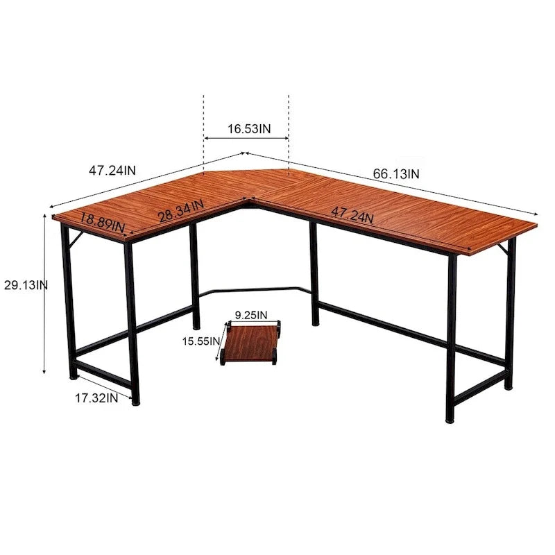 Eckschreibtisch in L-Form für Gaming, MDF 7121