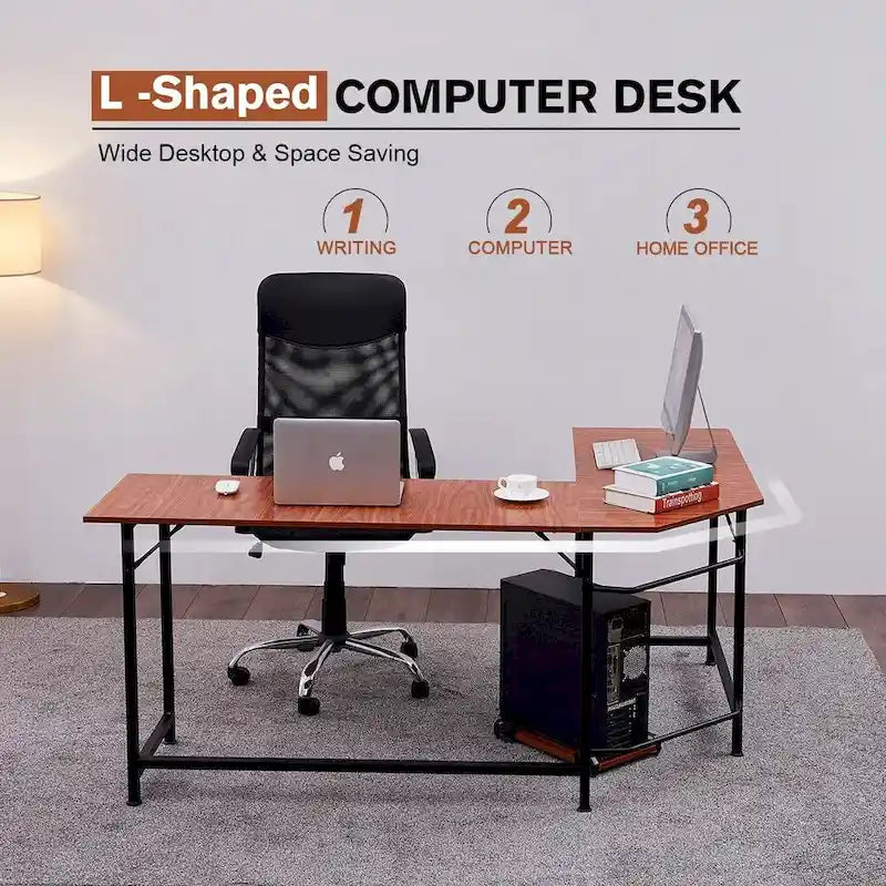 Eckschreibtisch in L-Form für Gaming, MDF 7121