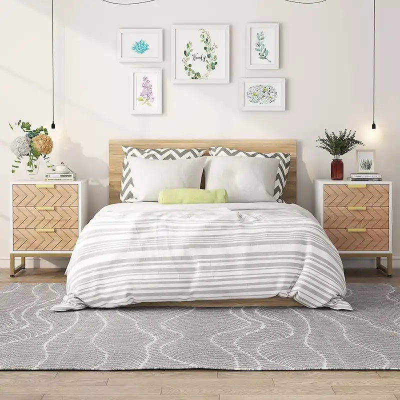 Mesita de noche moderna con 3 cajones para dormitorio