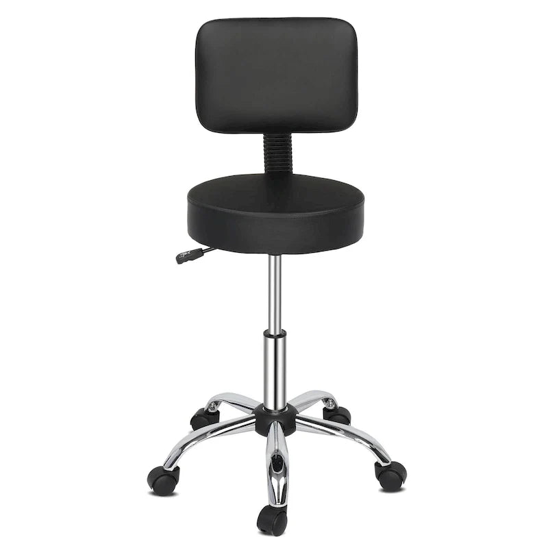 Silla de dibujo giratoria con ruedas, tipo taburete de salón, con respaldo y reposapiés