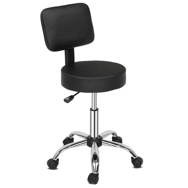 Silla de dibujo giratoria con ruedas, tipo taburete de salón, con respaldo y reposapiés