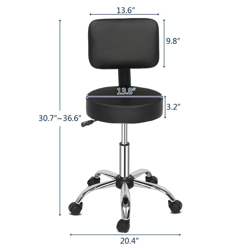 Silla de dibujo giratoria con ruedas, tipo taburete de salón, con respaldo y reposapiés
