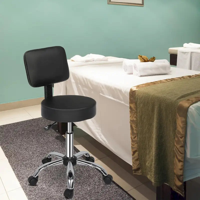 Silla de dibujo giratoria con ruedas, tipo taburete de salón, con respaldo y reposapiés